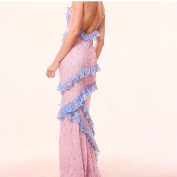 Love Shack Fancy Rialto Rose Print Ruffle Maxi Dress - Picture 5 of 7